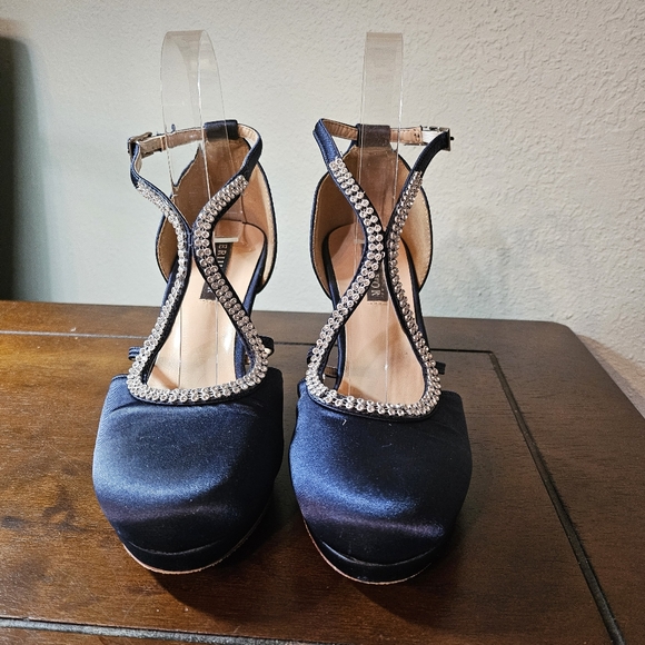 ERIJUNOR Women Comfort Low Heel Closed-Toe Ankle Strap Platform Satin Bridal Sz6 - Picture 3 of 7